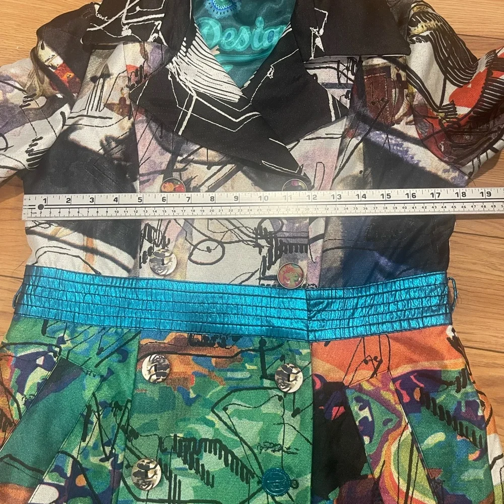 NEW 🦋Desigual Floral Embroidered Jacket 40 (m-large) trench coat multicolor - Picture 9 of 12